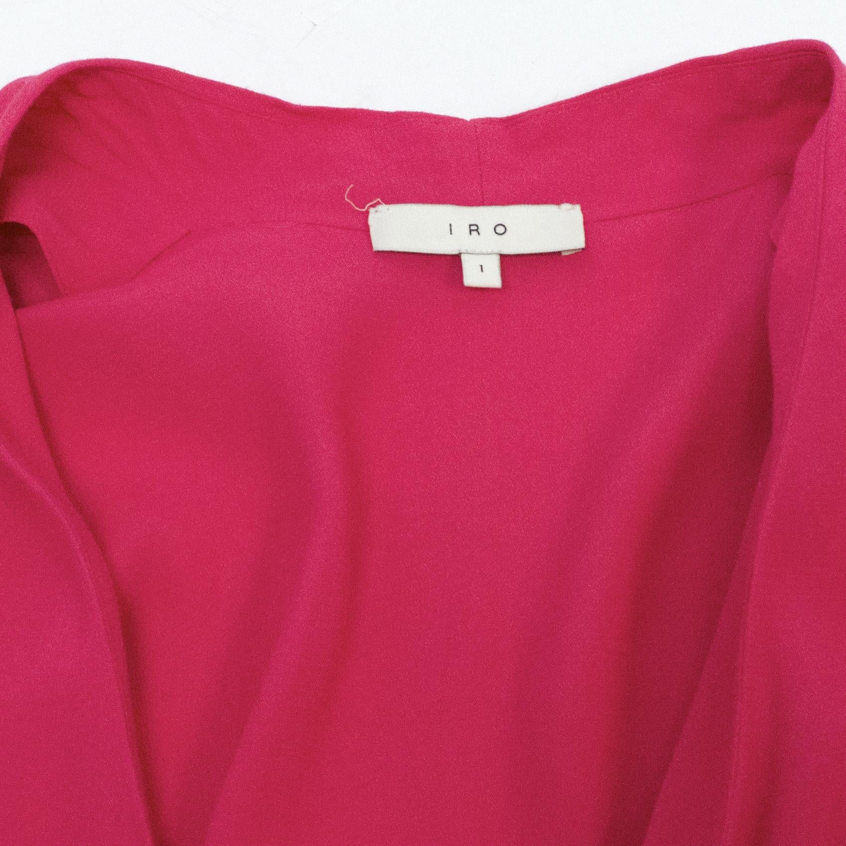 Iro Crossover Hot Pink Rayon Playsuit with Cropped Sleeves