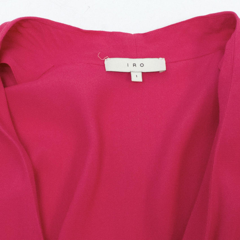 Iro Crossover Hot Pink Rayon Playsuit with Cropped Sleeves