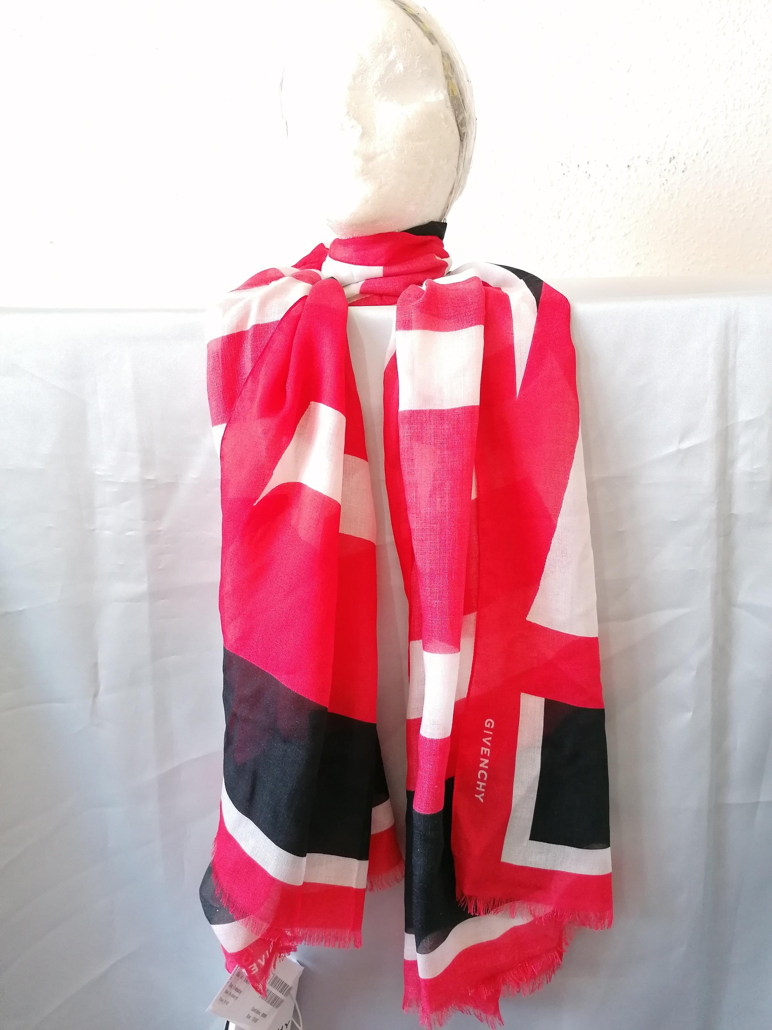Black, white & red logo shawl