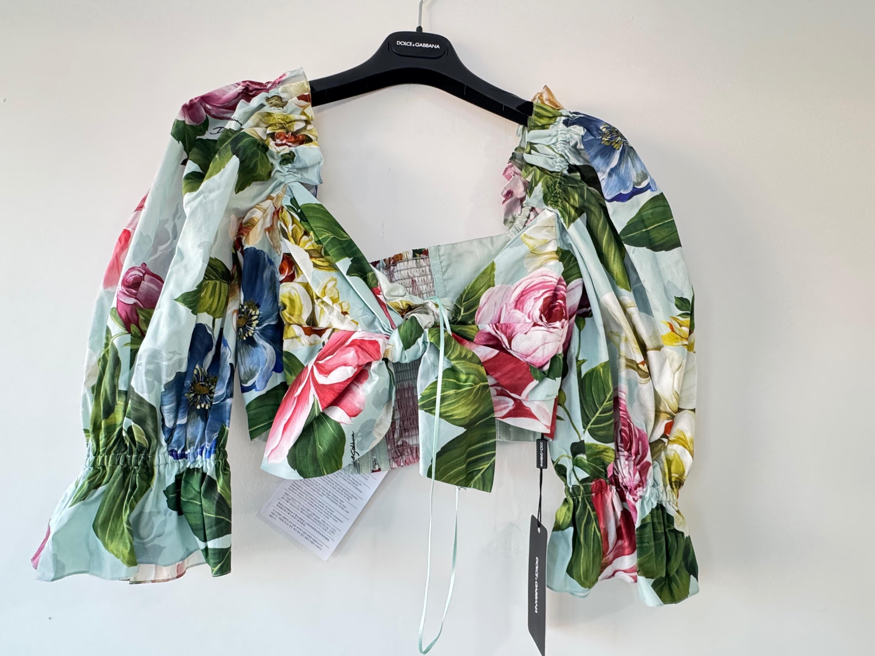 Floral Cropped Puff Sleeve Blouse