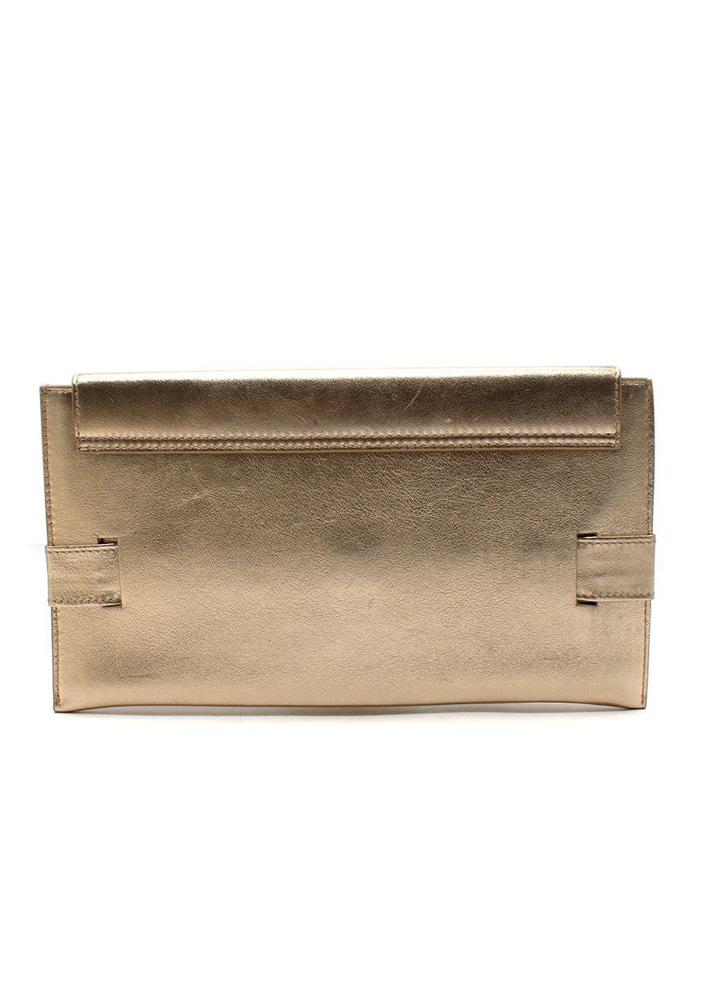 Serena Uziyel Metallic Gold Envelope Chain Detail Clutch