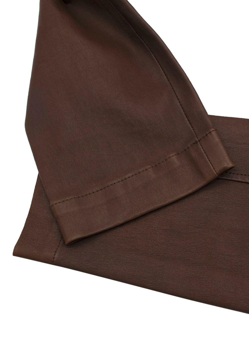 Brown Leather Skinny Leg Trousers