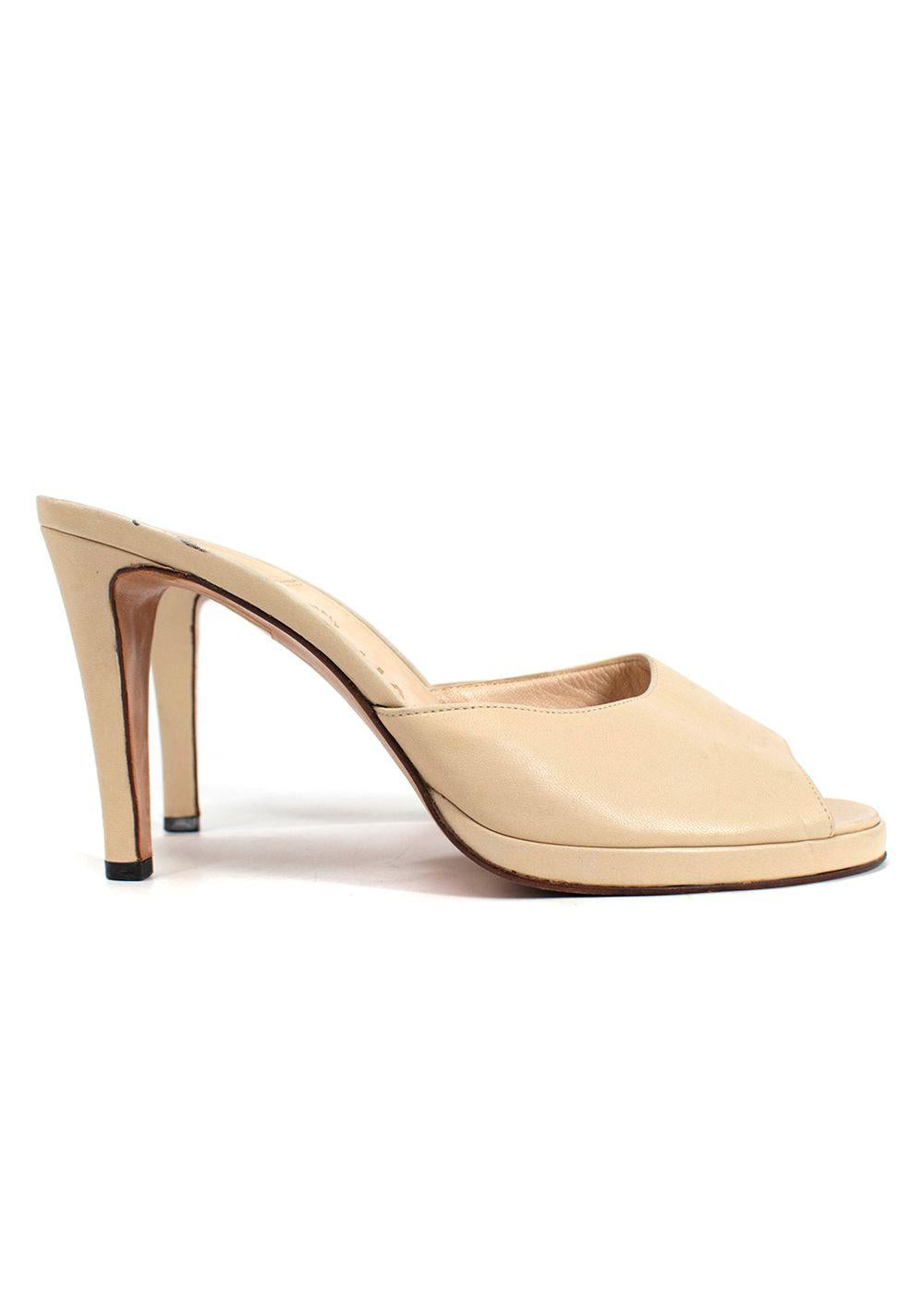 Chanel Cream Leather Mules
