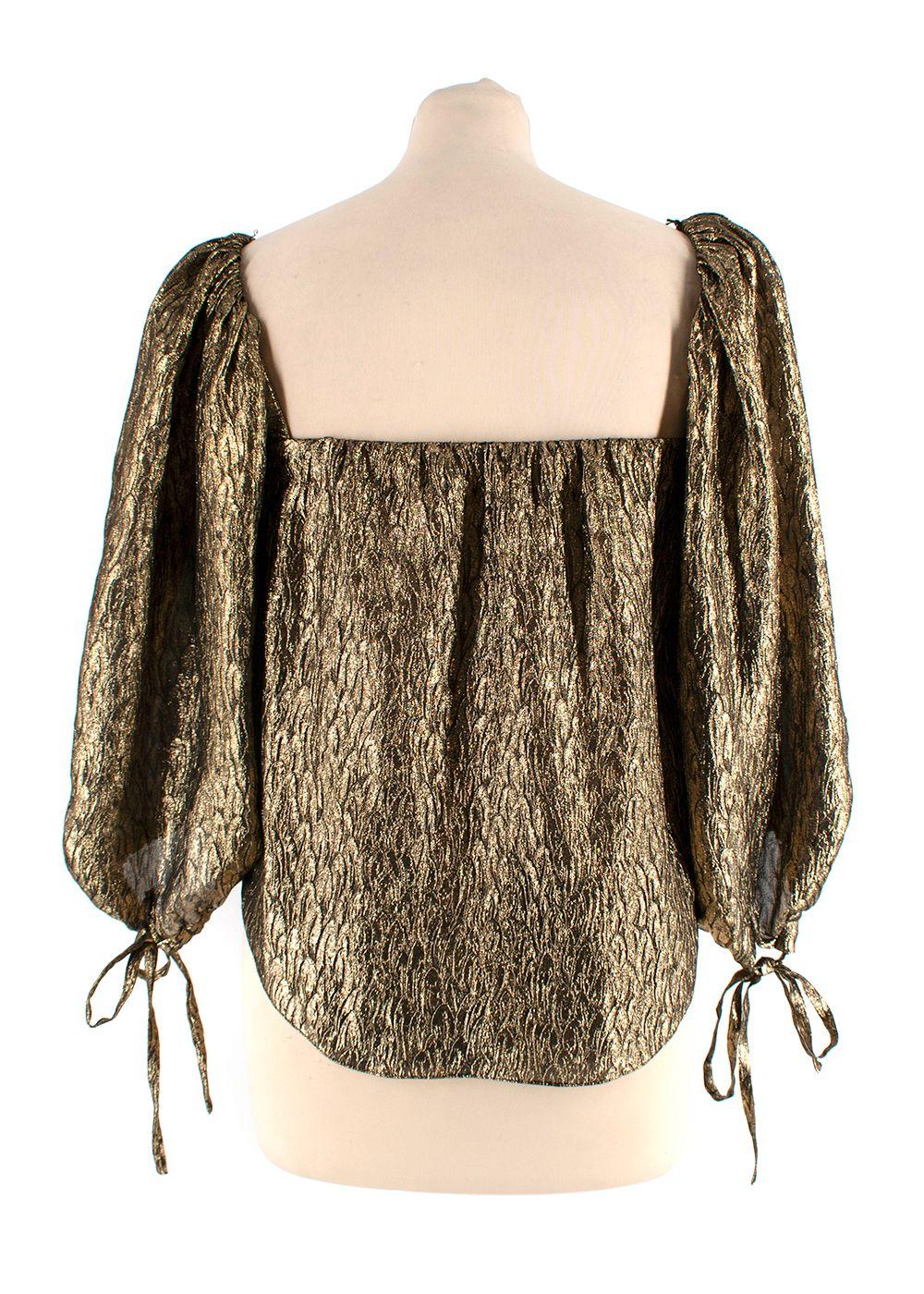 Saint Laurent Metallic Jacquard Silk Blouse