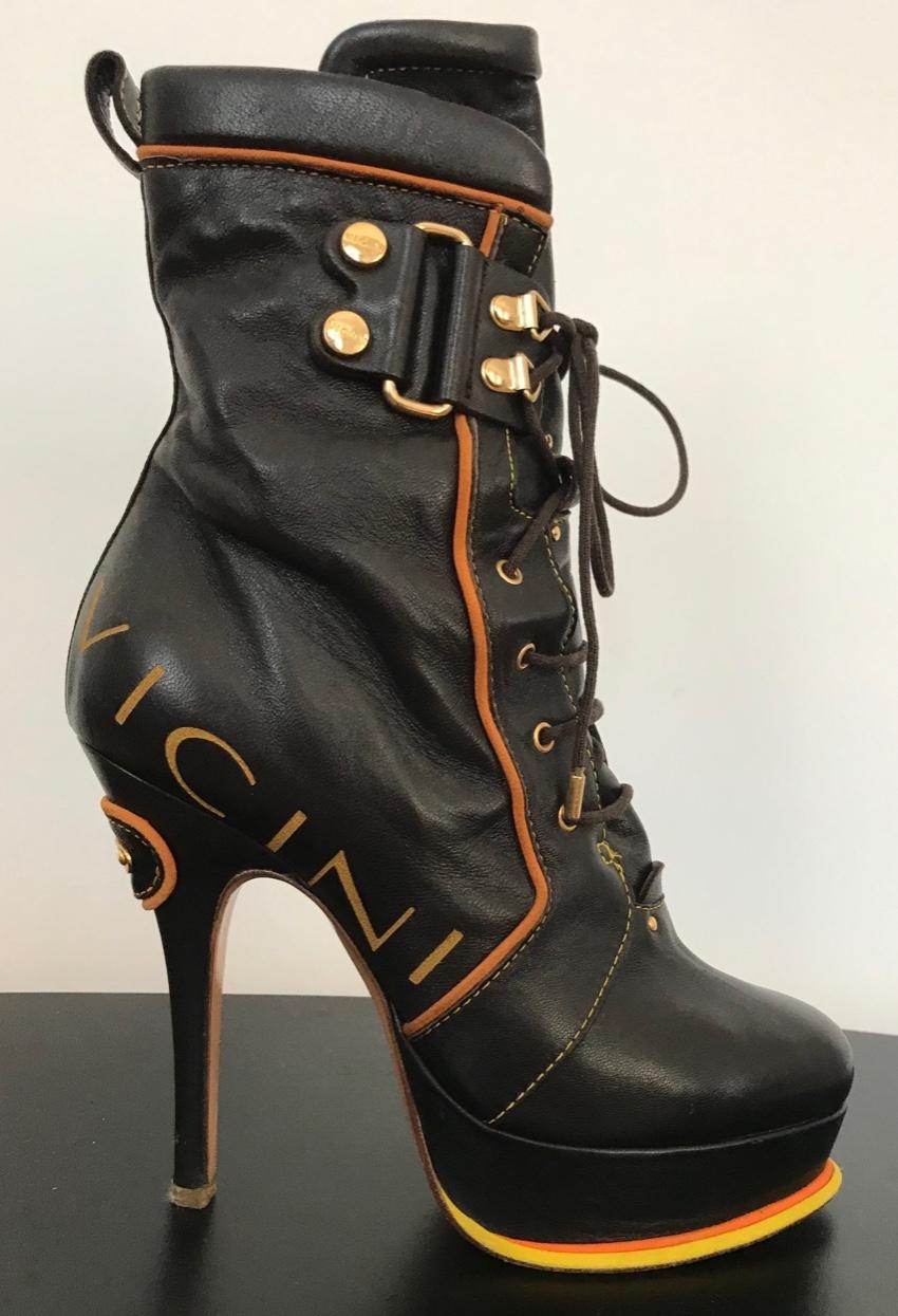 Vicini brown leather lace-up boots