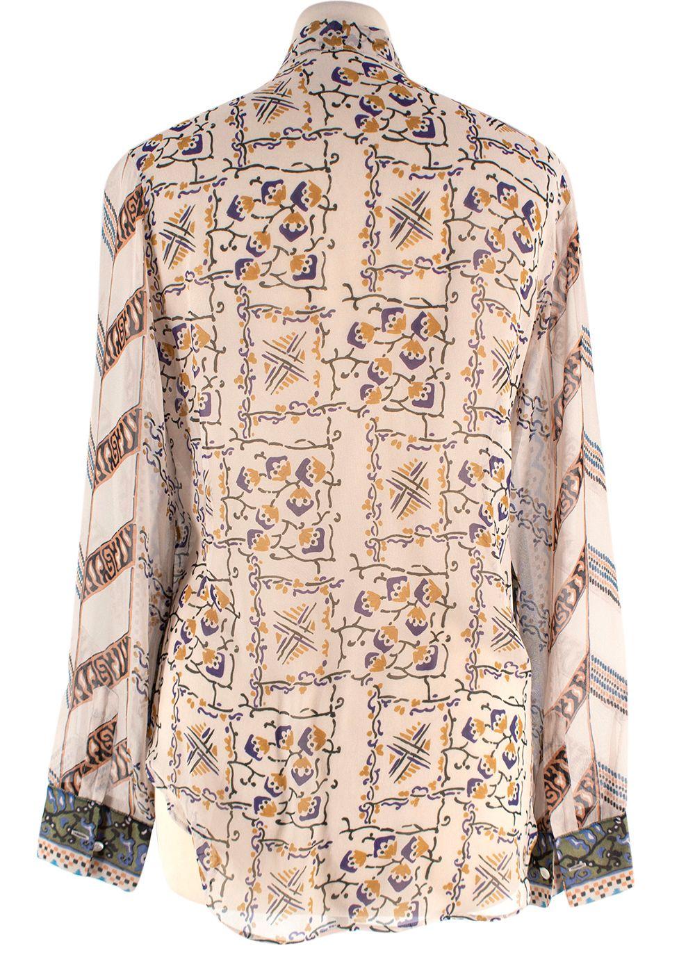 Dior Multicoloured Sheer Pussybow Silk Blouse