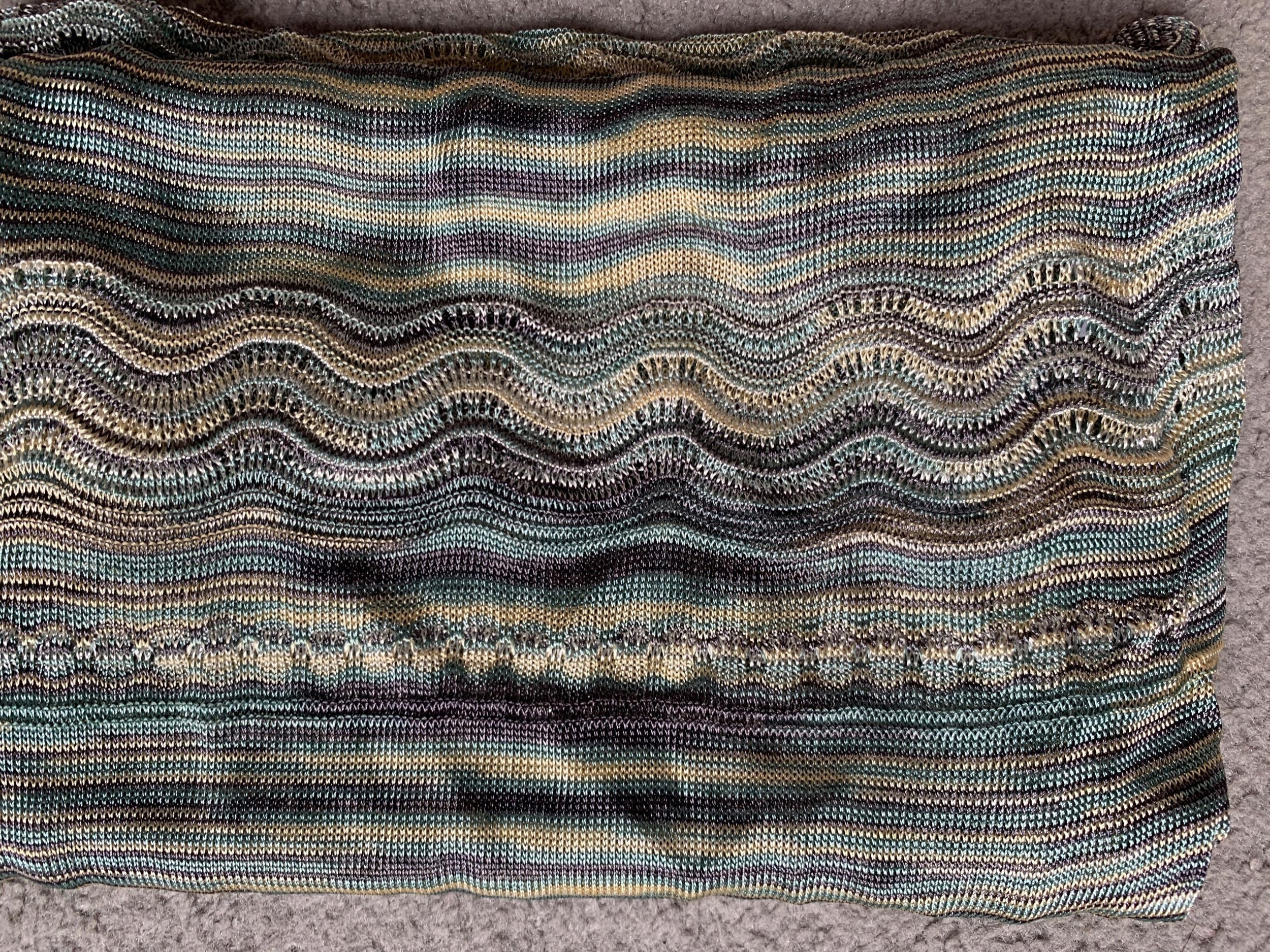 Blue & Green Zig-Zag Knit Scarf