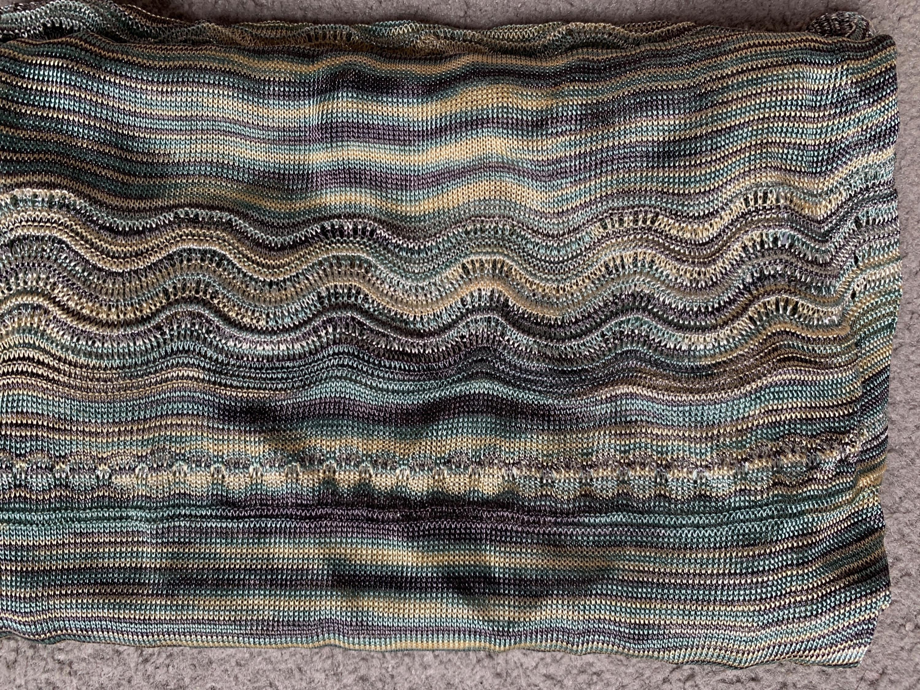 Blue & Green Zig-Zag Knit Scarf