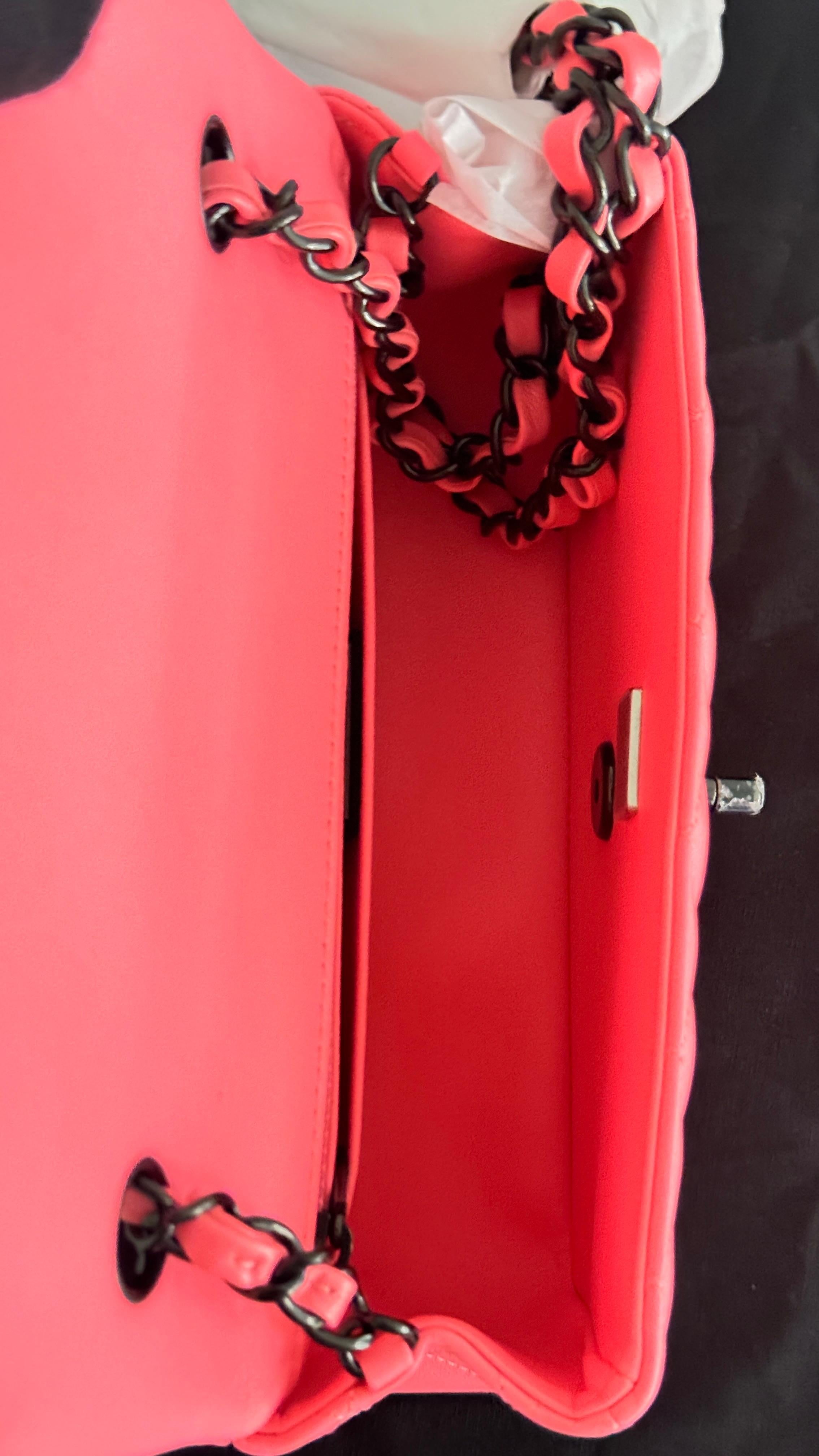 Chanel Neon Pink Limited Edition Ultra Mini Rectangular Single Flap Bag