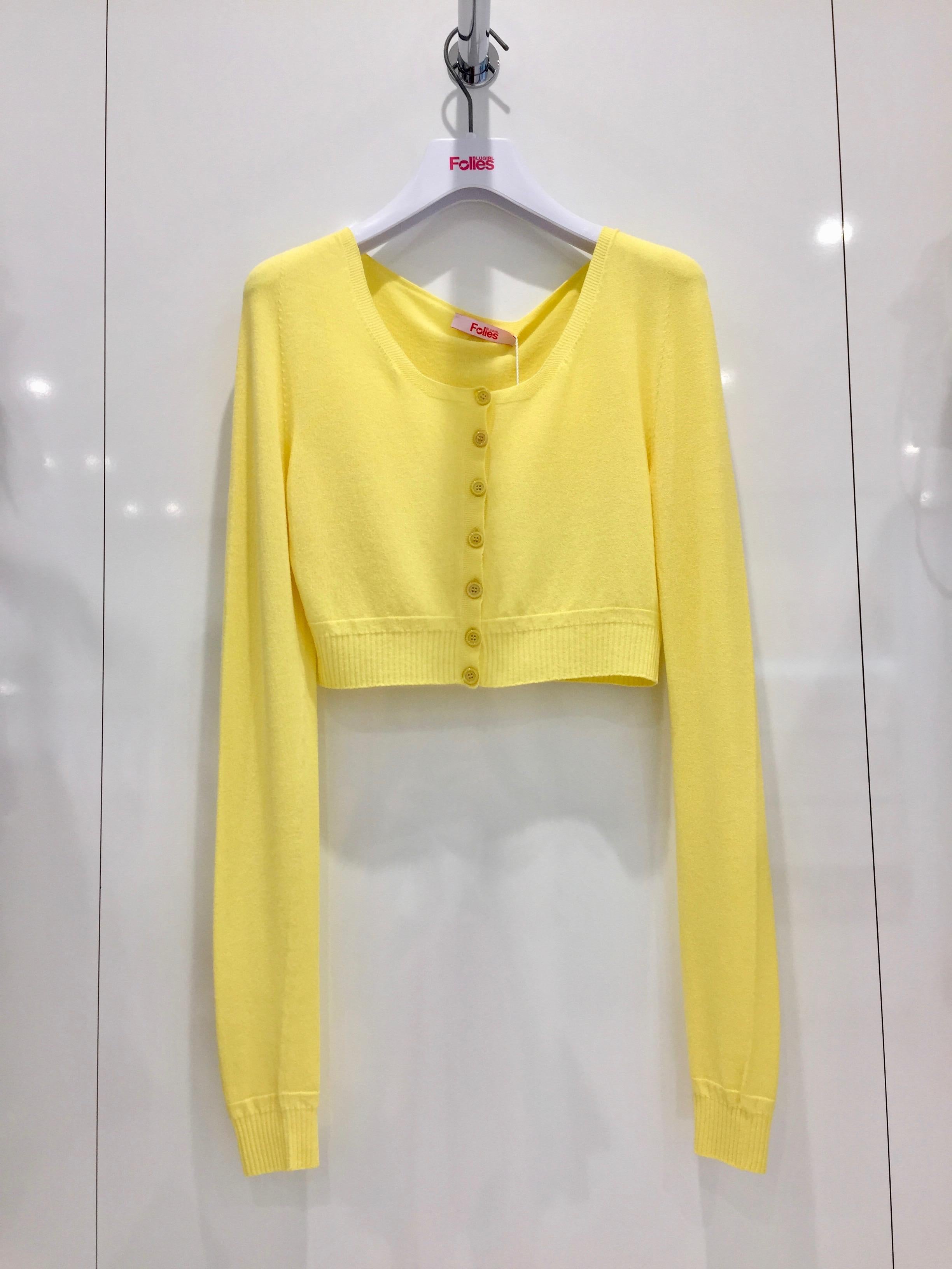 Blumarine Sunshine Yellow Soft Stretch Cropped Cardigan