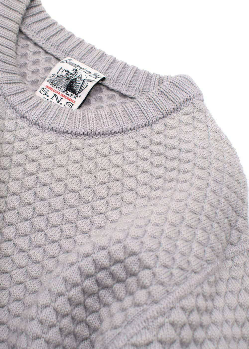 S.N.S Herning Grey Fishermans Wool Knit Jumper