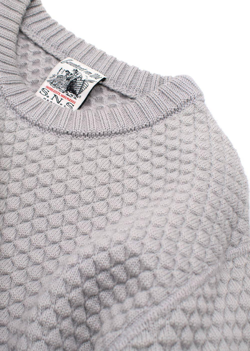 S.N.S Herning Grey Fishermans Wool Knit Jumper