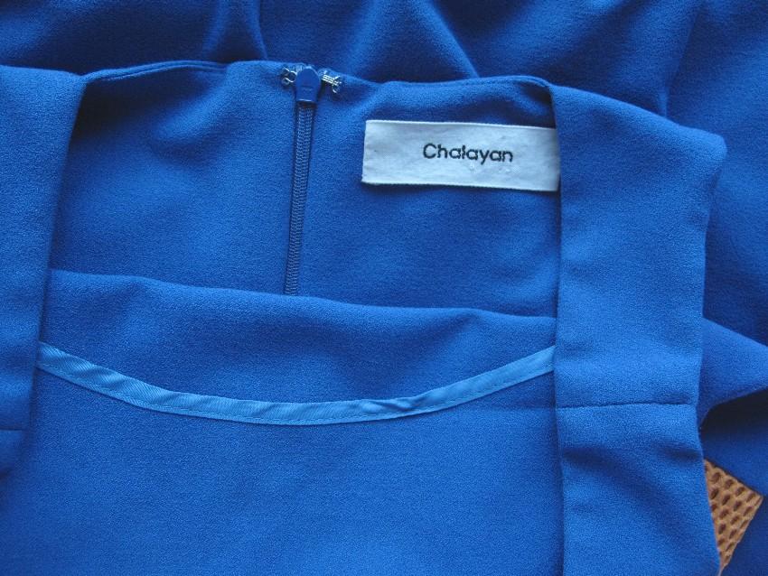 Chalayan Blue Mesh Insert Stretch-Crepe Dress