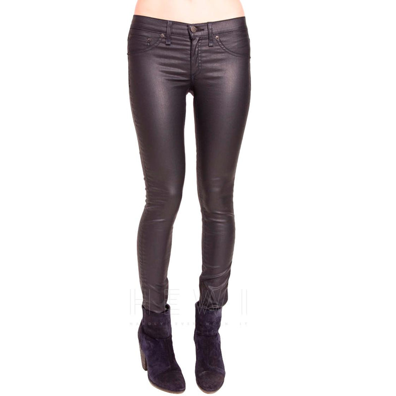 Rag & Bone Zipped-Hem Wet-Look Jeans