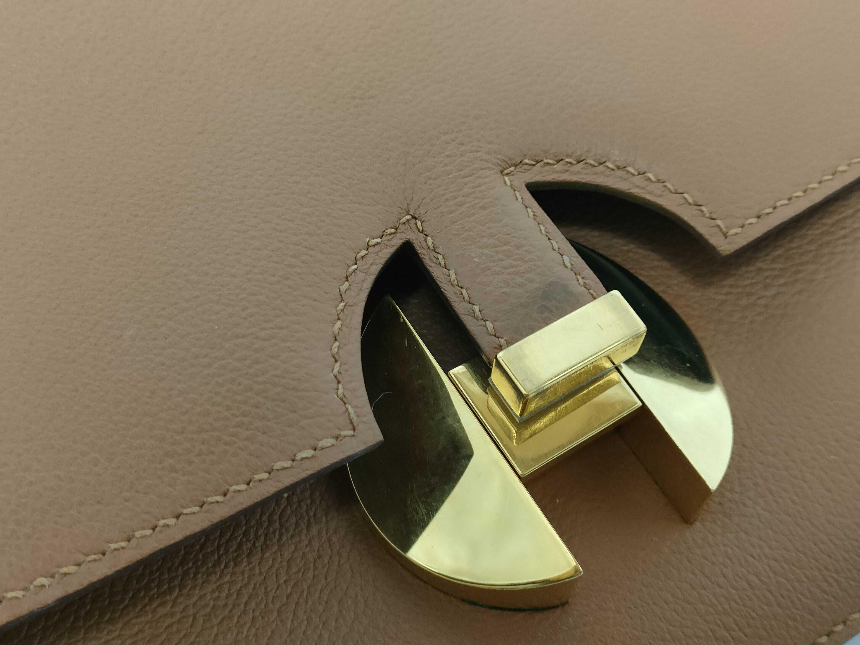 Hermes Tan Epsom Leather Shoulder Bag