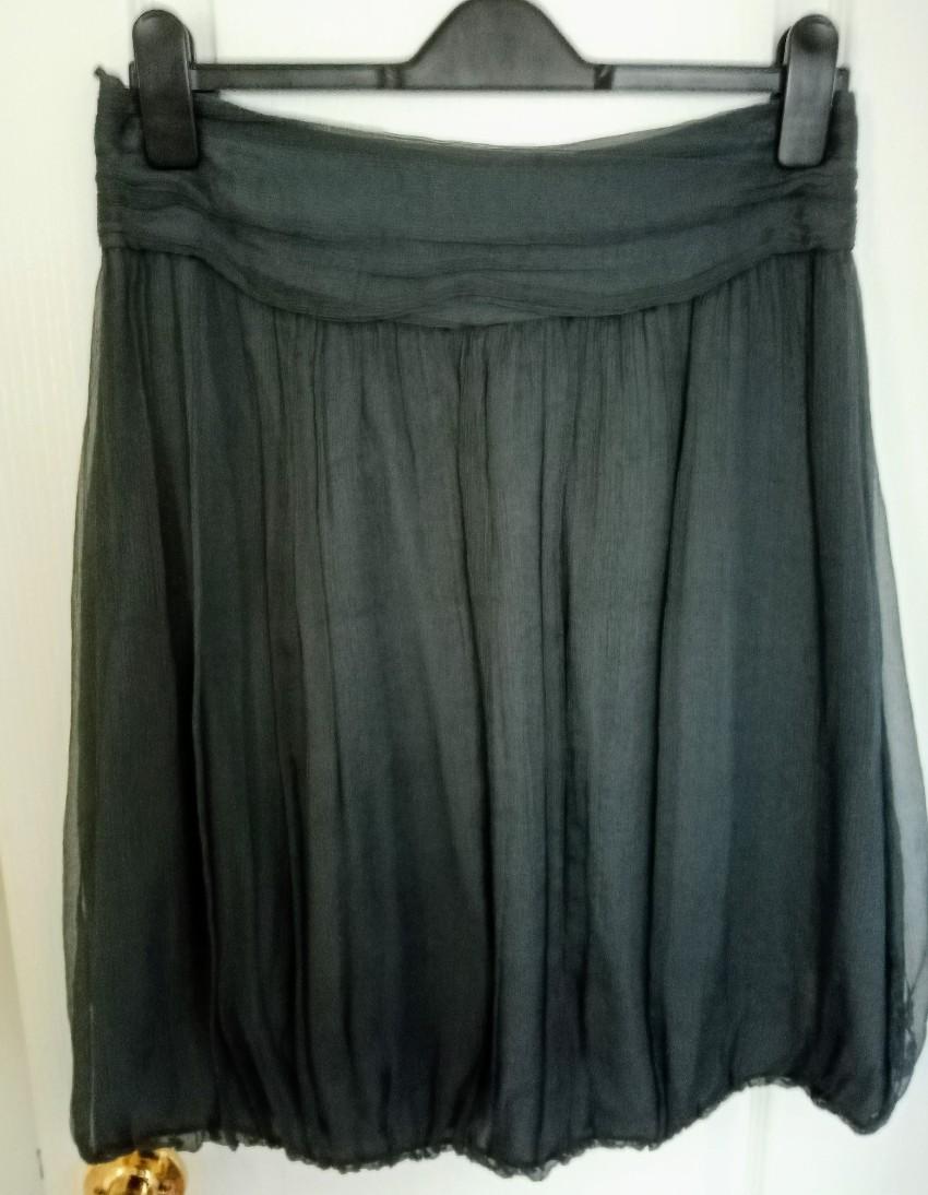 Burberry Black Chiffon Pleated Skirt