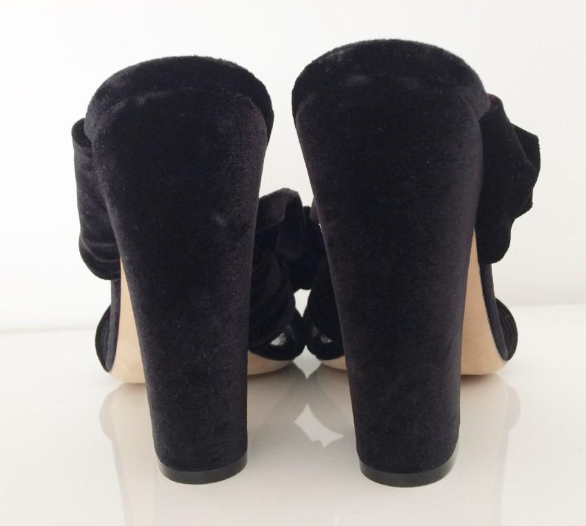 Sergio Rossi Black Velvet Knot Mules
