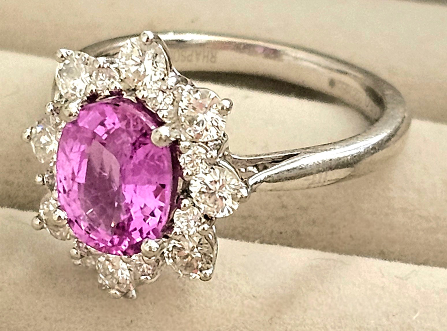Bespoke Madagascan Sapphire And Diamond Ring Pink