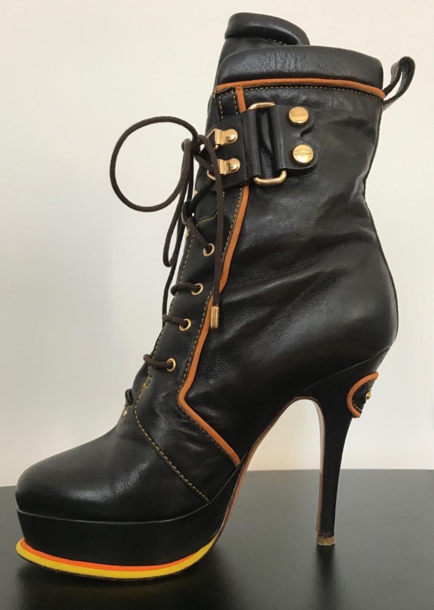 Vicini brown leather lace-up boots