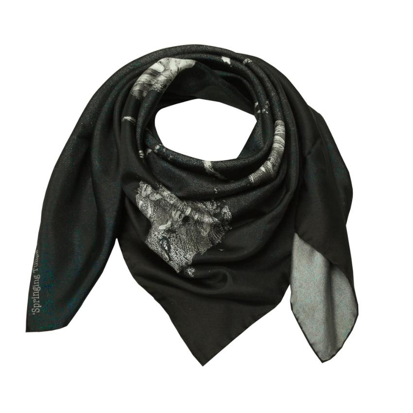 Rosemary Goodenough Black Springing Tulips V Scarf