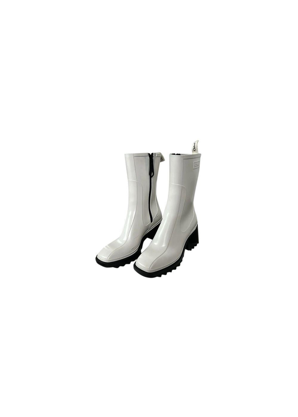 White rubber Betty boots