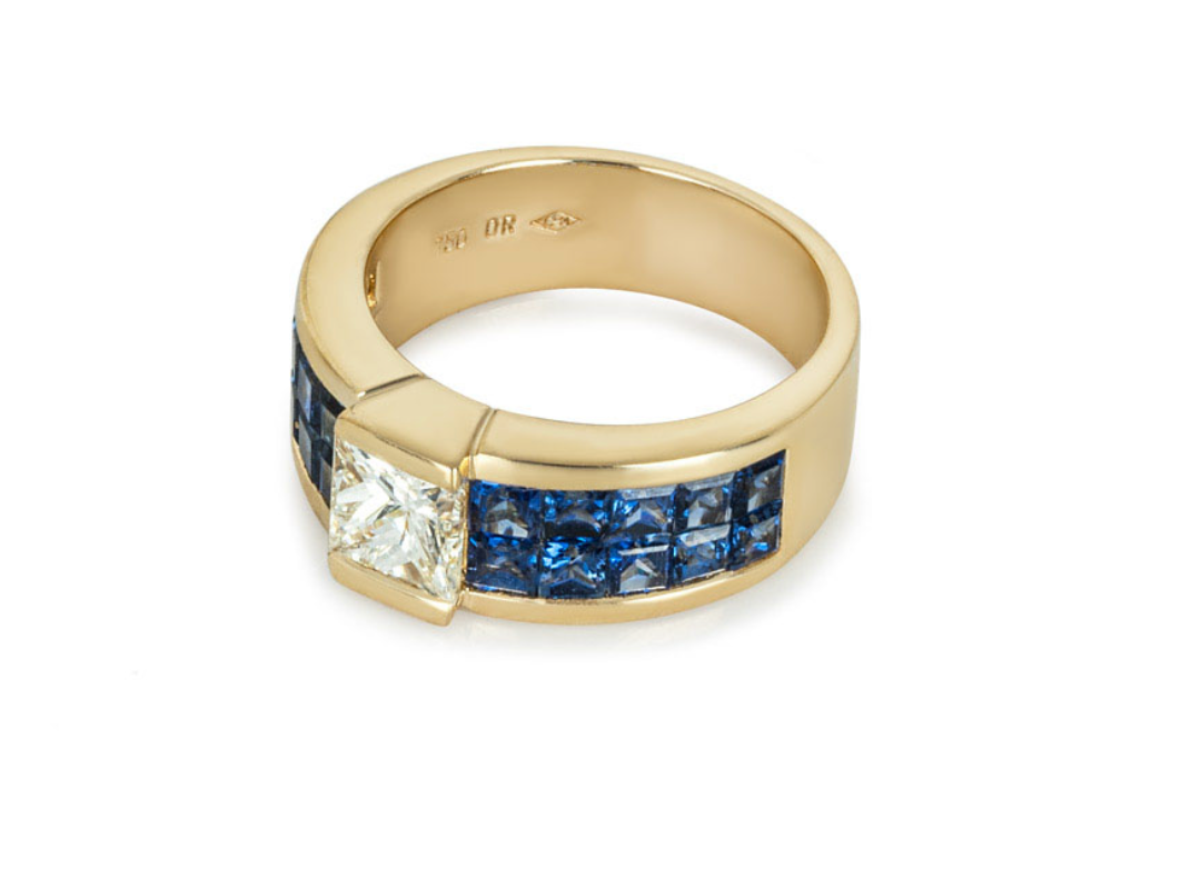 Yellow Gold Diamond & Sapphire Ring