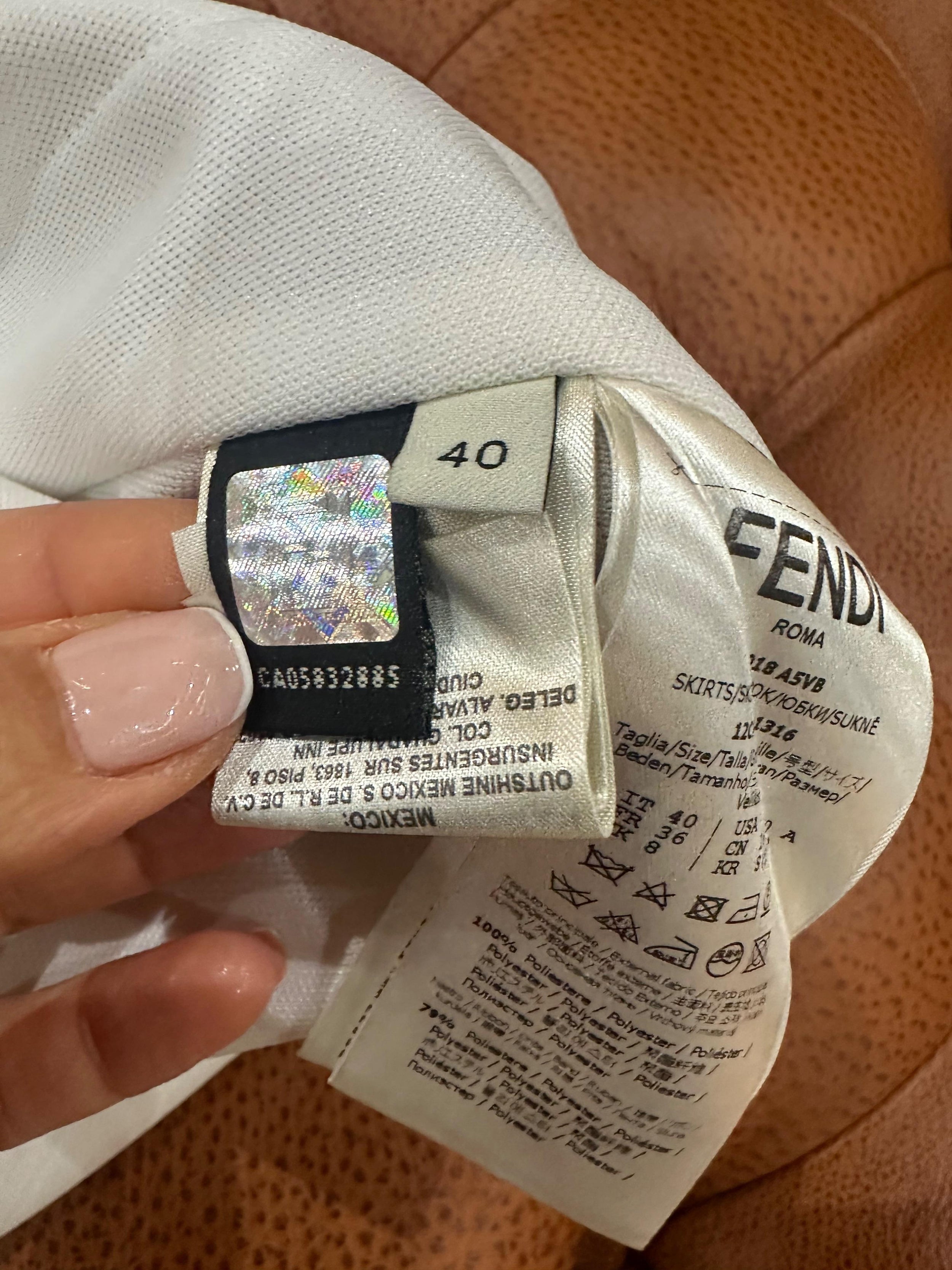 Fendi x Fila white pencil skirt
