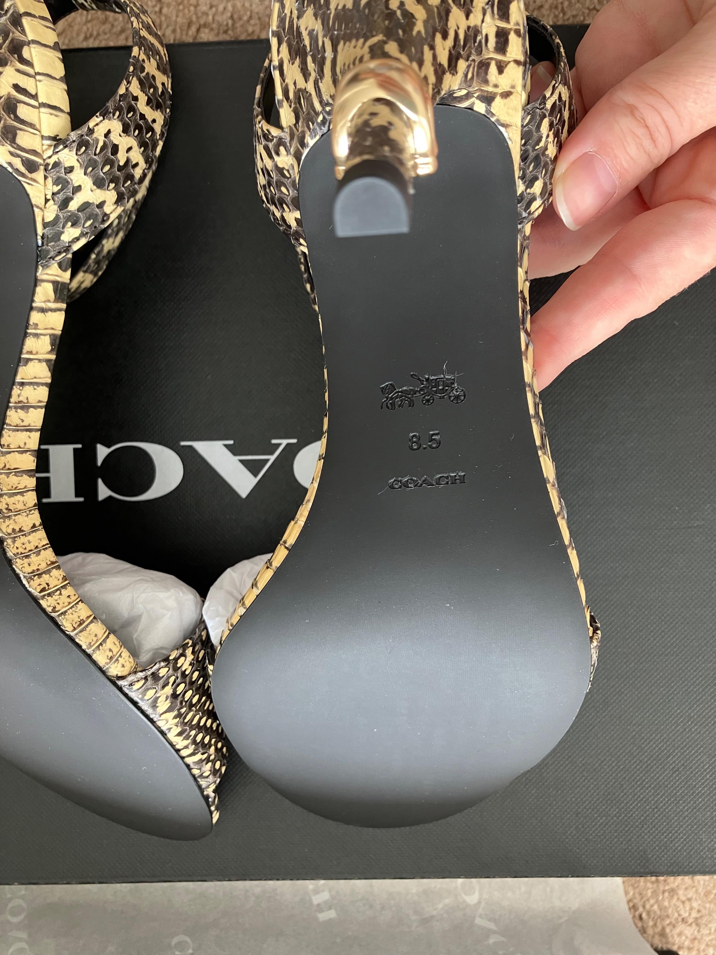Coach Snakeskin Print Heeled Sandals