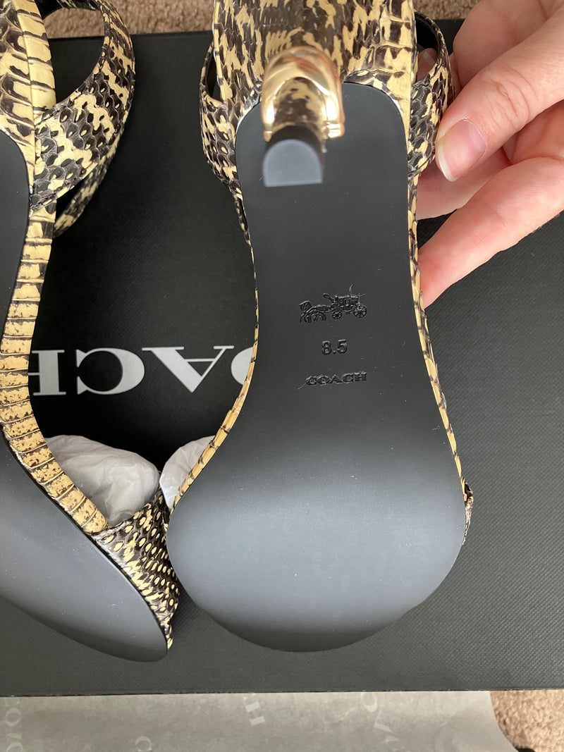 Coach Snakeskin Print Heeled Sandals