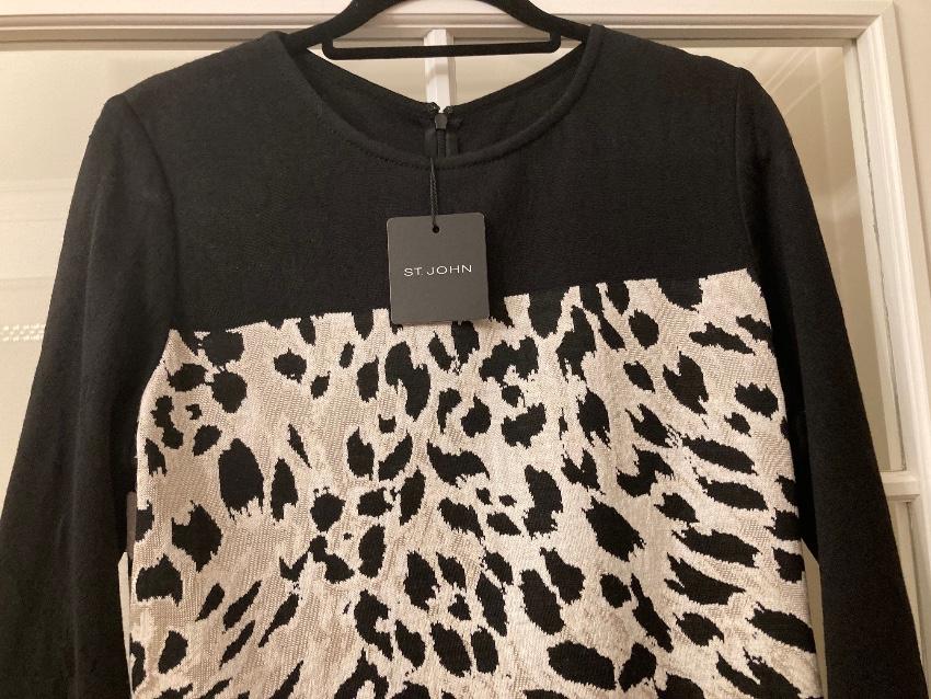 St. John Wool Blend Leopard Jersey Dress