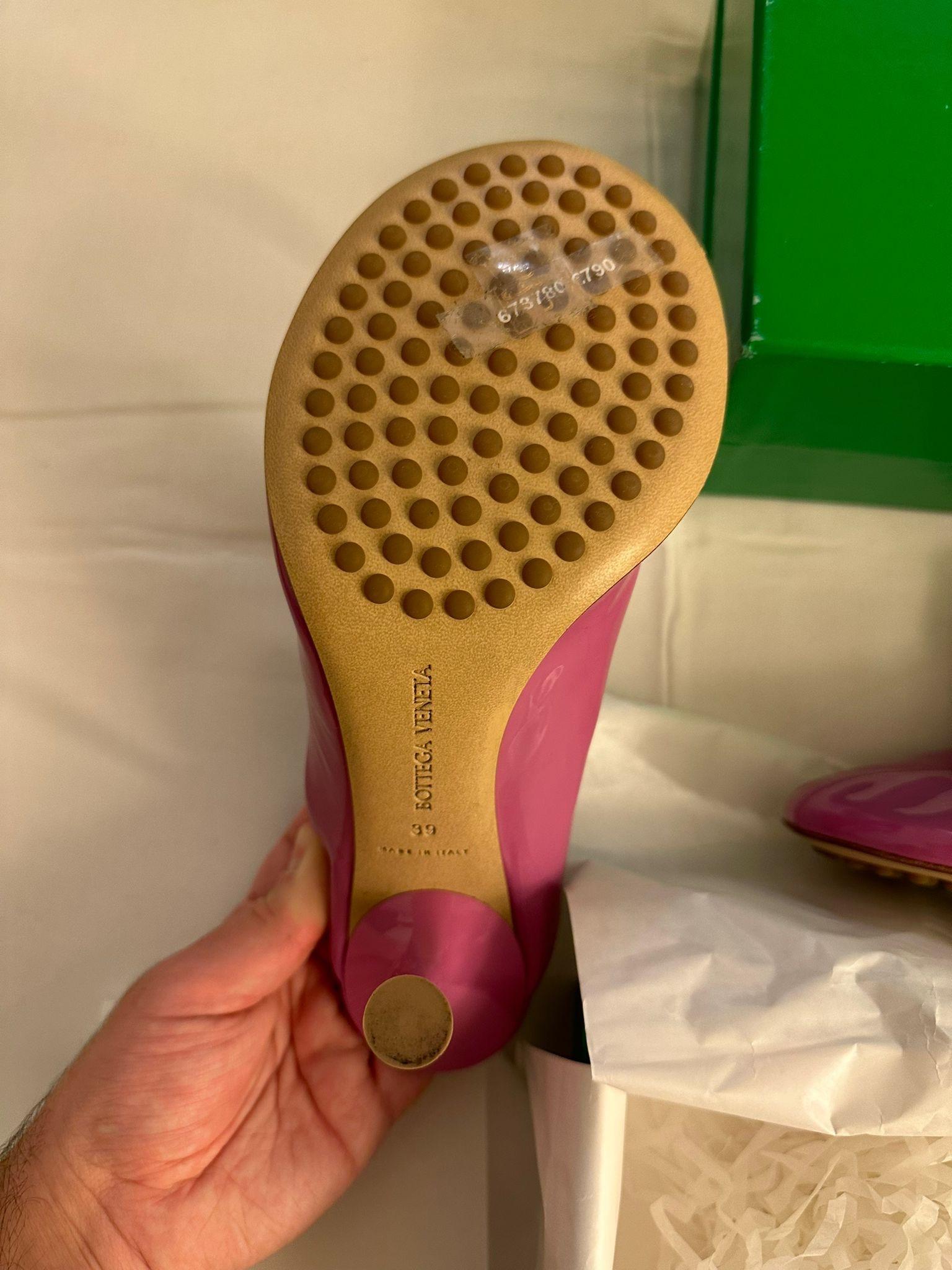 Pink Patent Leather Dot Sock Mules