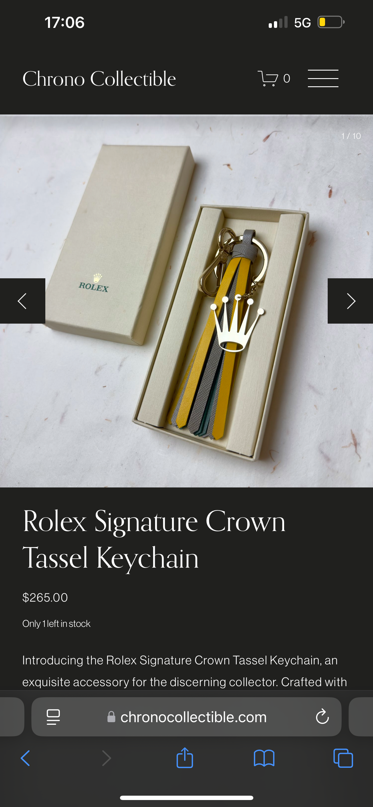 Rolex Yellow Leather Crown Tassel Keychain