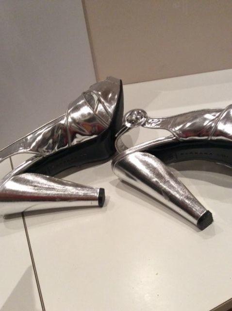 Barbara Bui silver metallic heels
