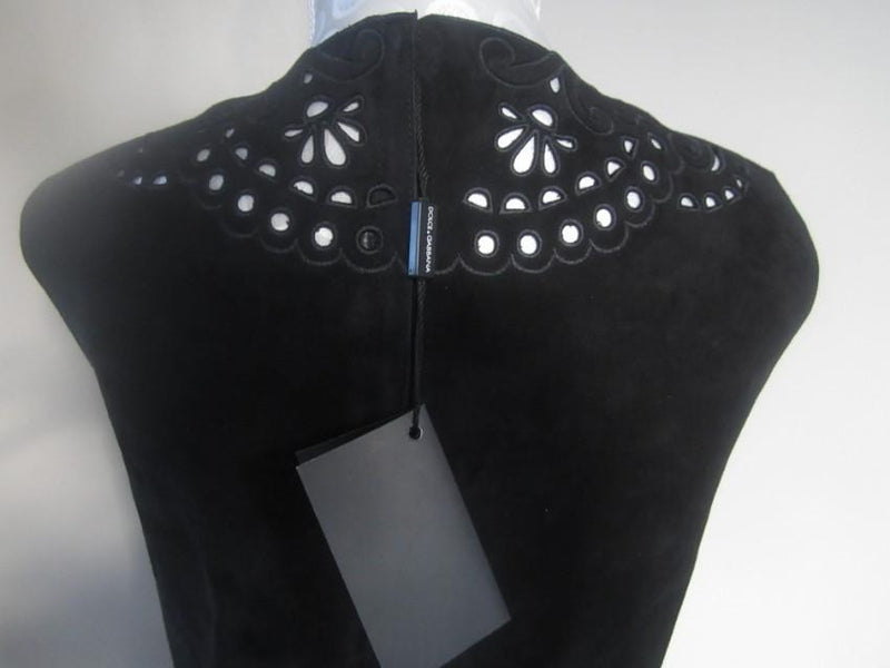 Dolce & Gabbana black suede shift tunic dress