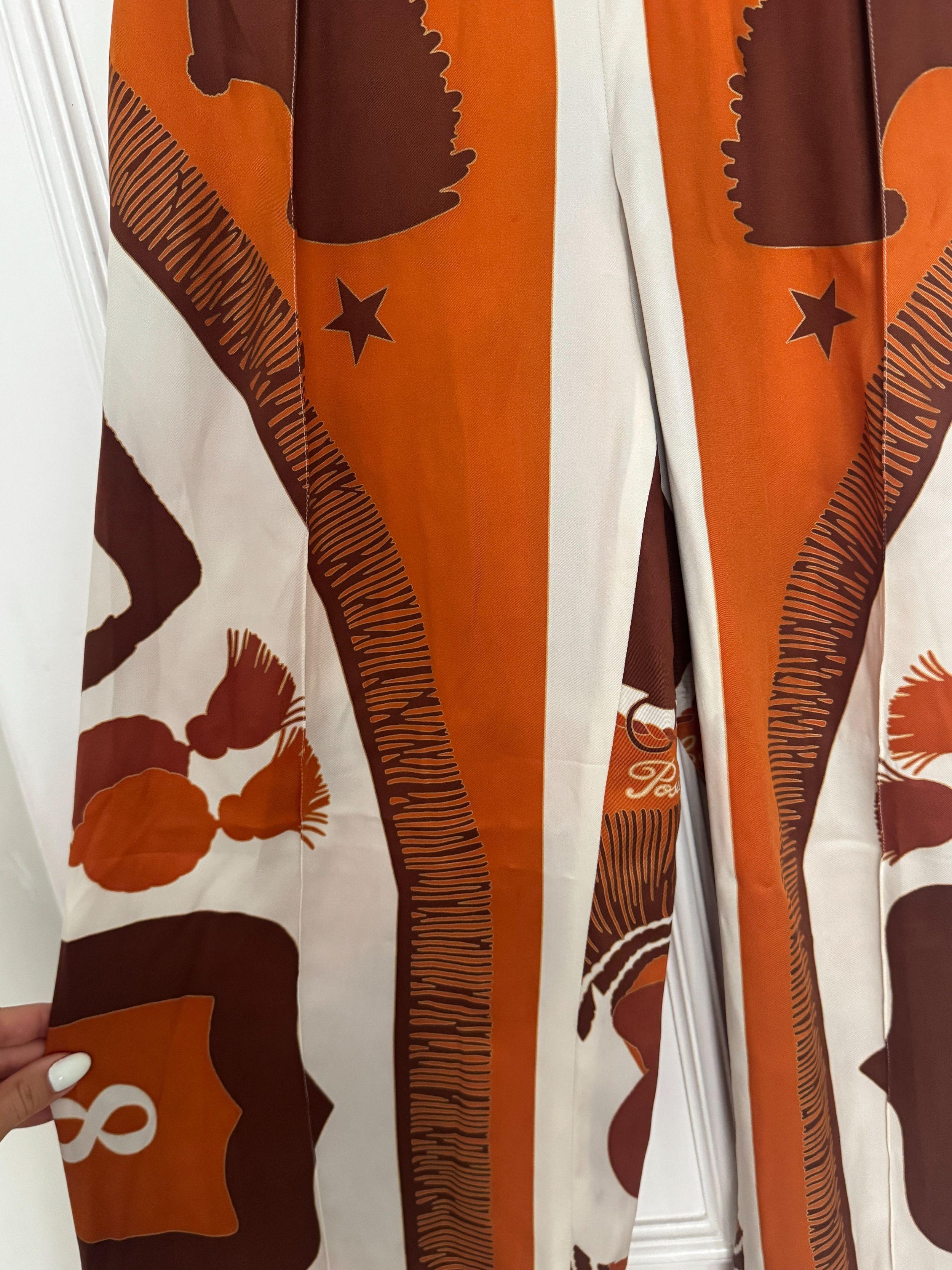 Hermes Printed Silk Palazzo Pants