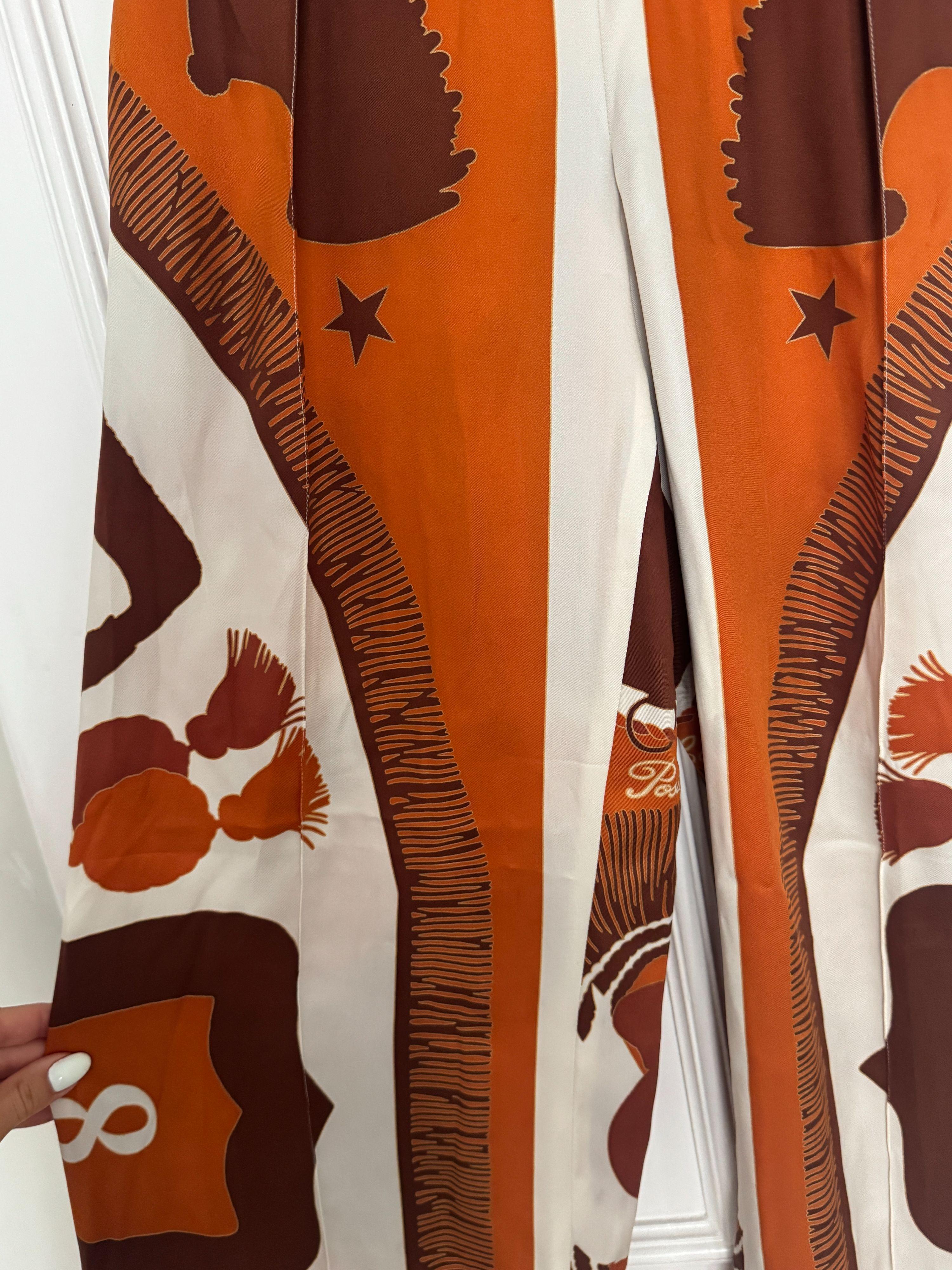 Hermes Printed Silk Palazzo Pants