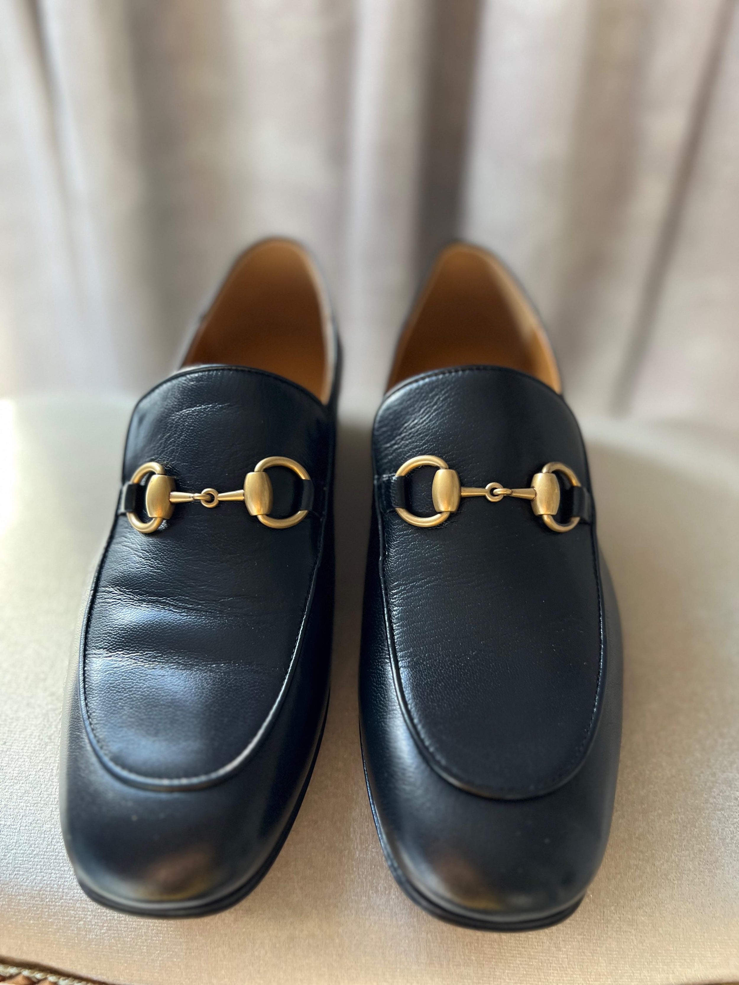 Black Leather Jordaan Horsebit Loafers