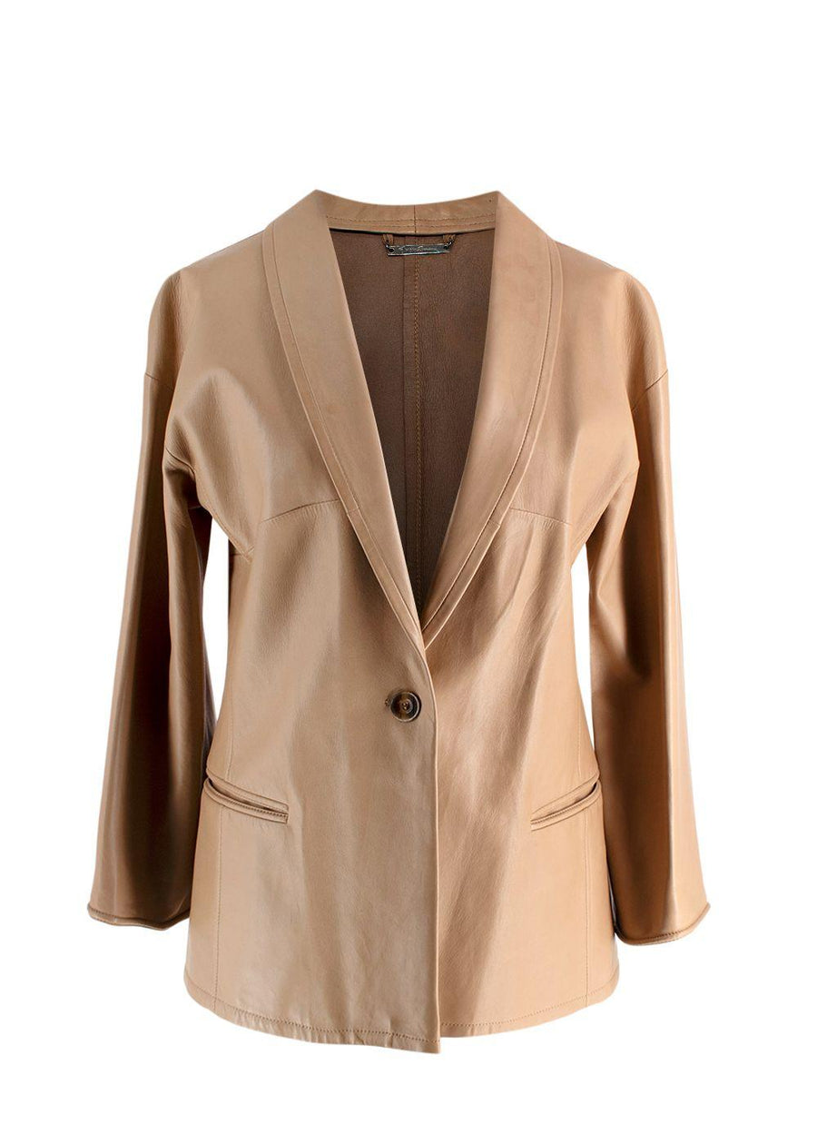 Giorgio Armani Beige Leather Blazer