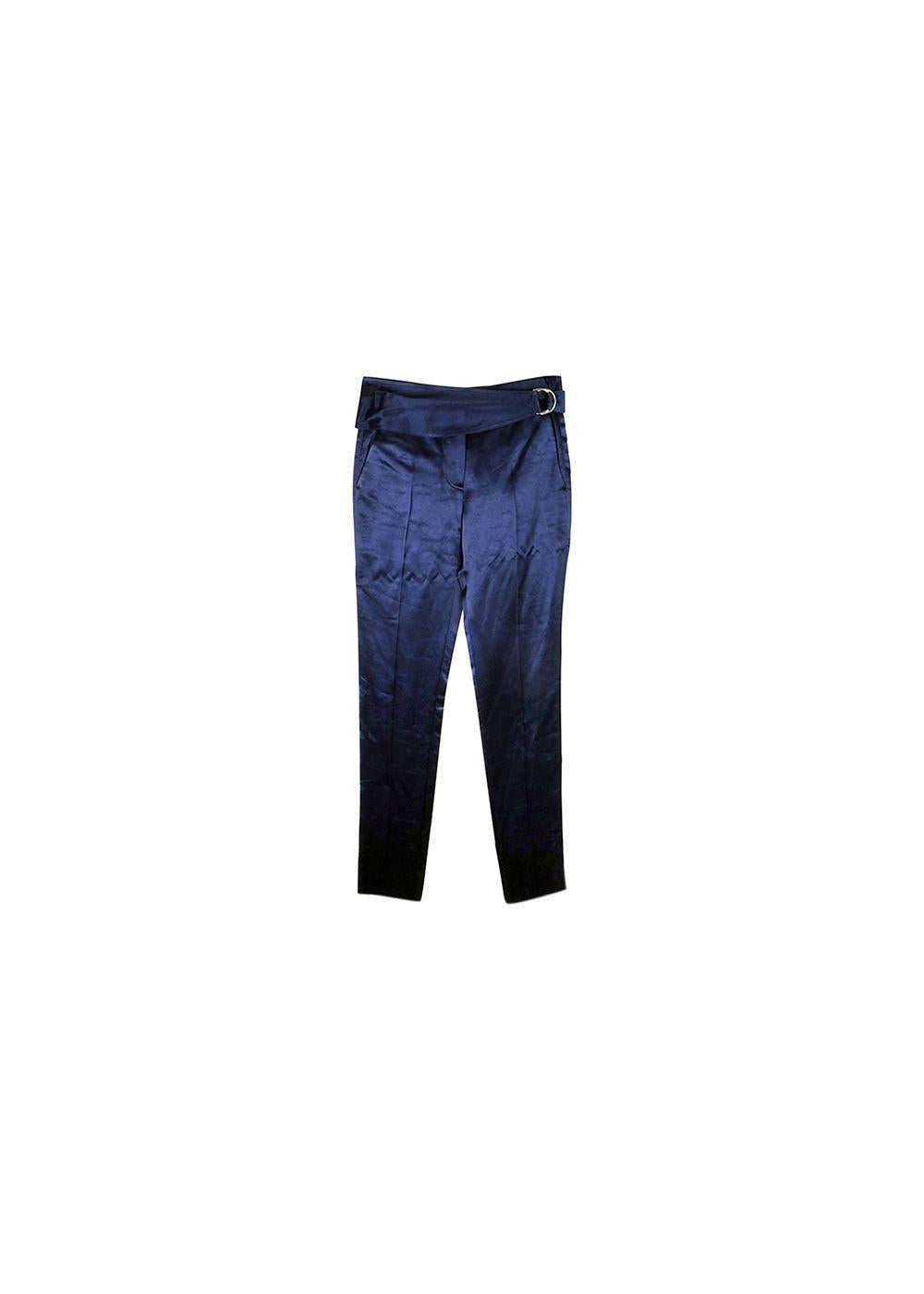 Blue hammered satin trousers