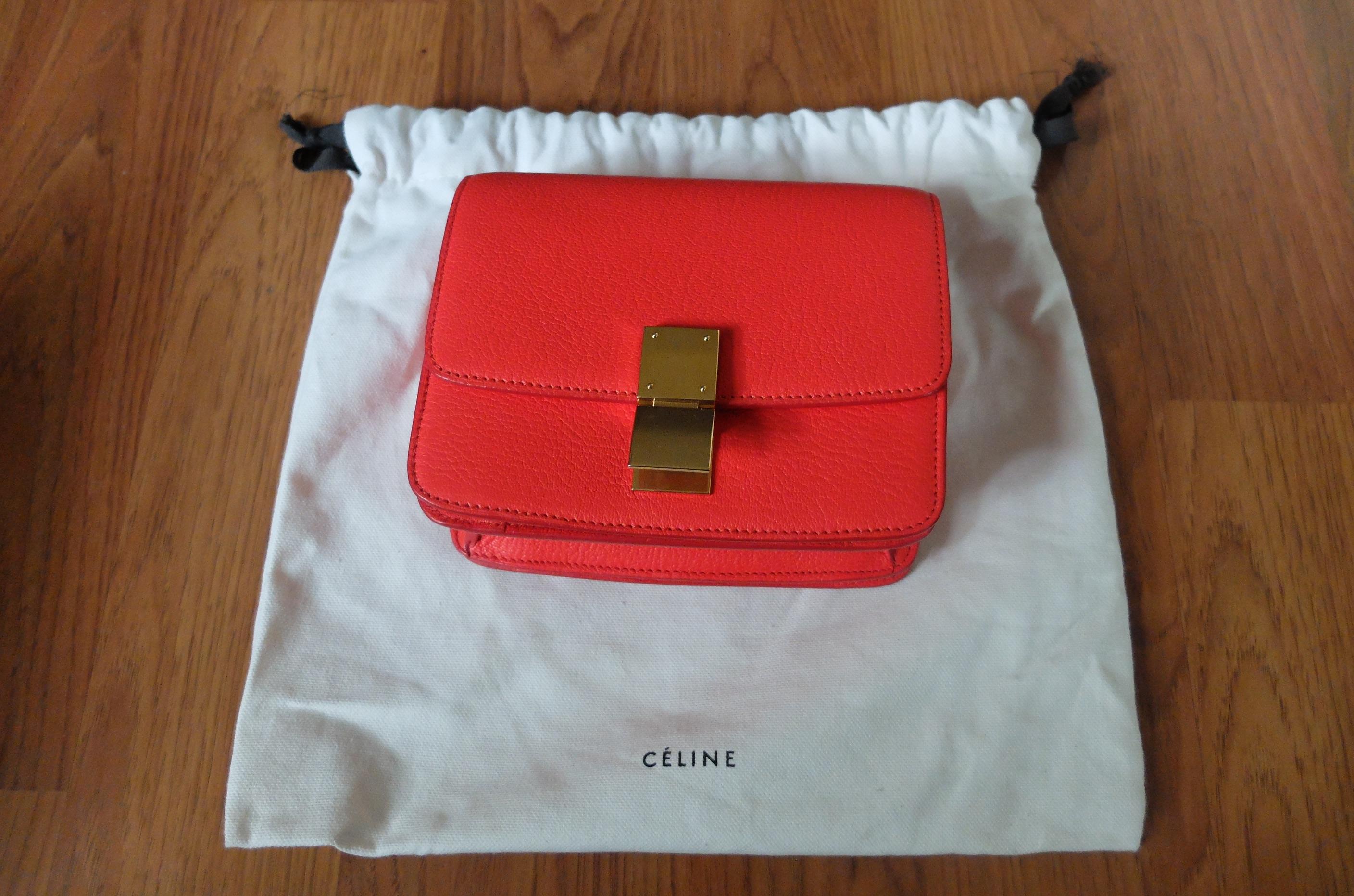 Celiné Red Leather Classic Mini Box Bag
