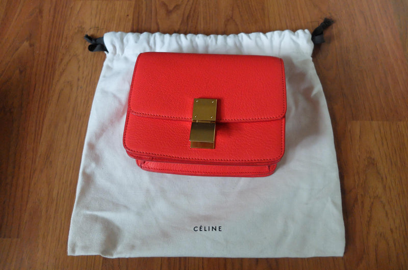 Celiné Red Leather Classic Mini Box Bag