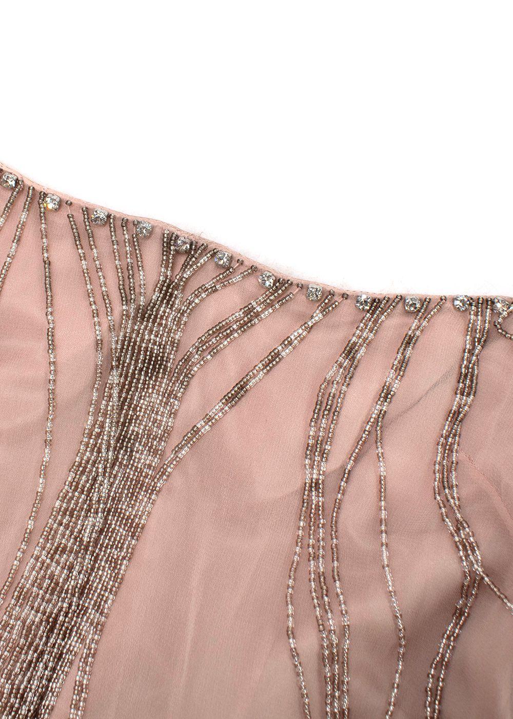Jenny Packham Beaded Layered Dusky Pink Mini Dress