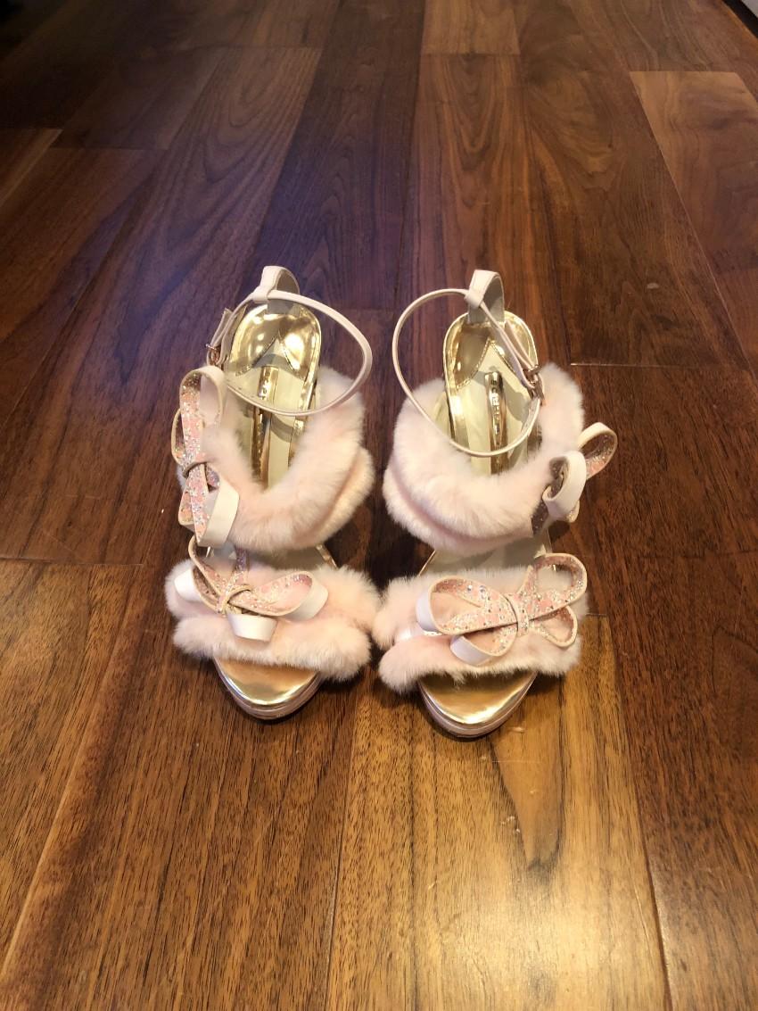 Sophia Webster Pink Bella Faux Fur Sandals