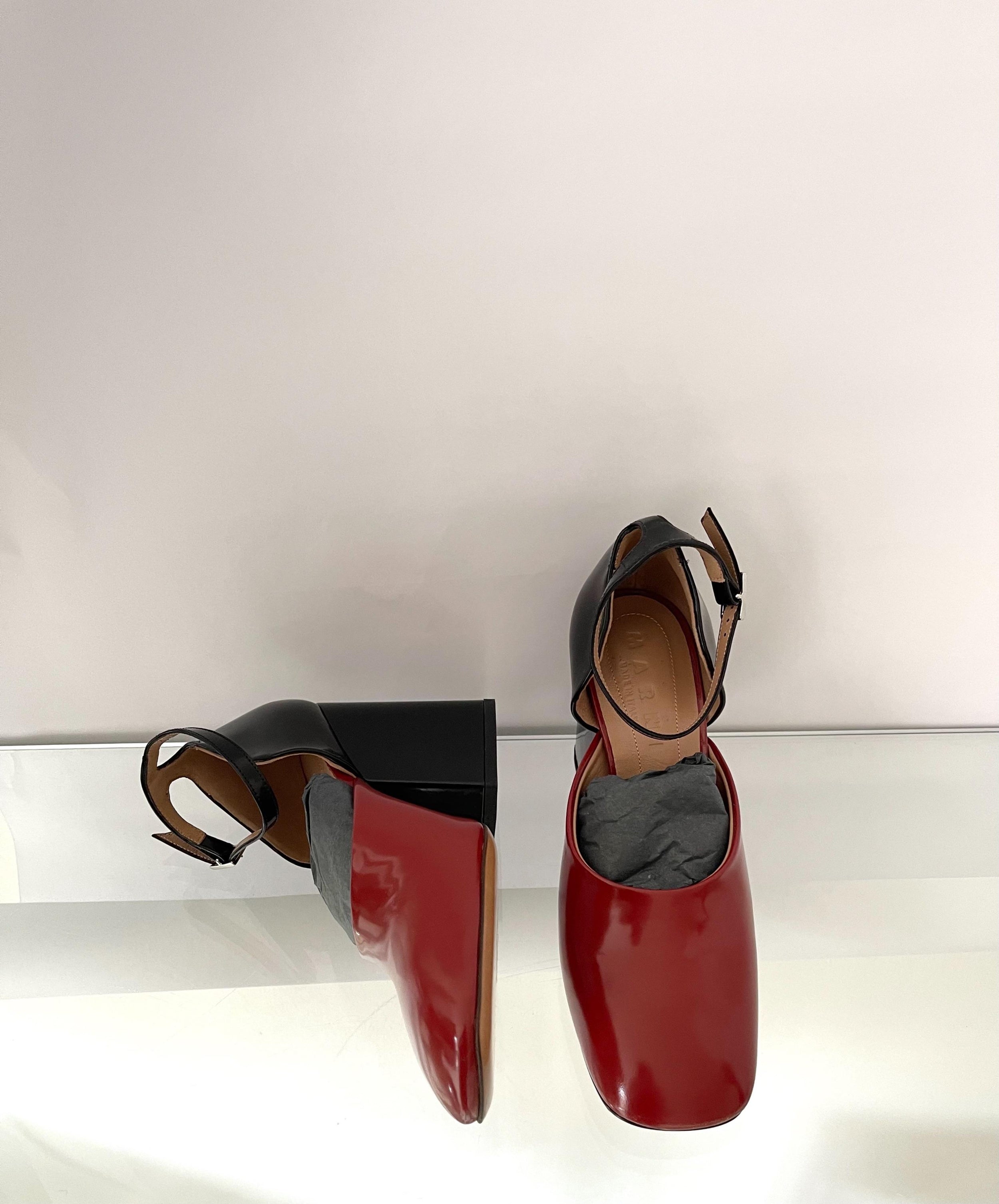 Two-Tone Chunky Leather Sandals