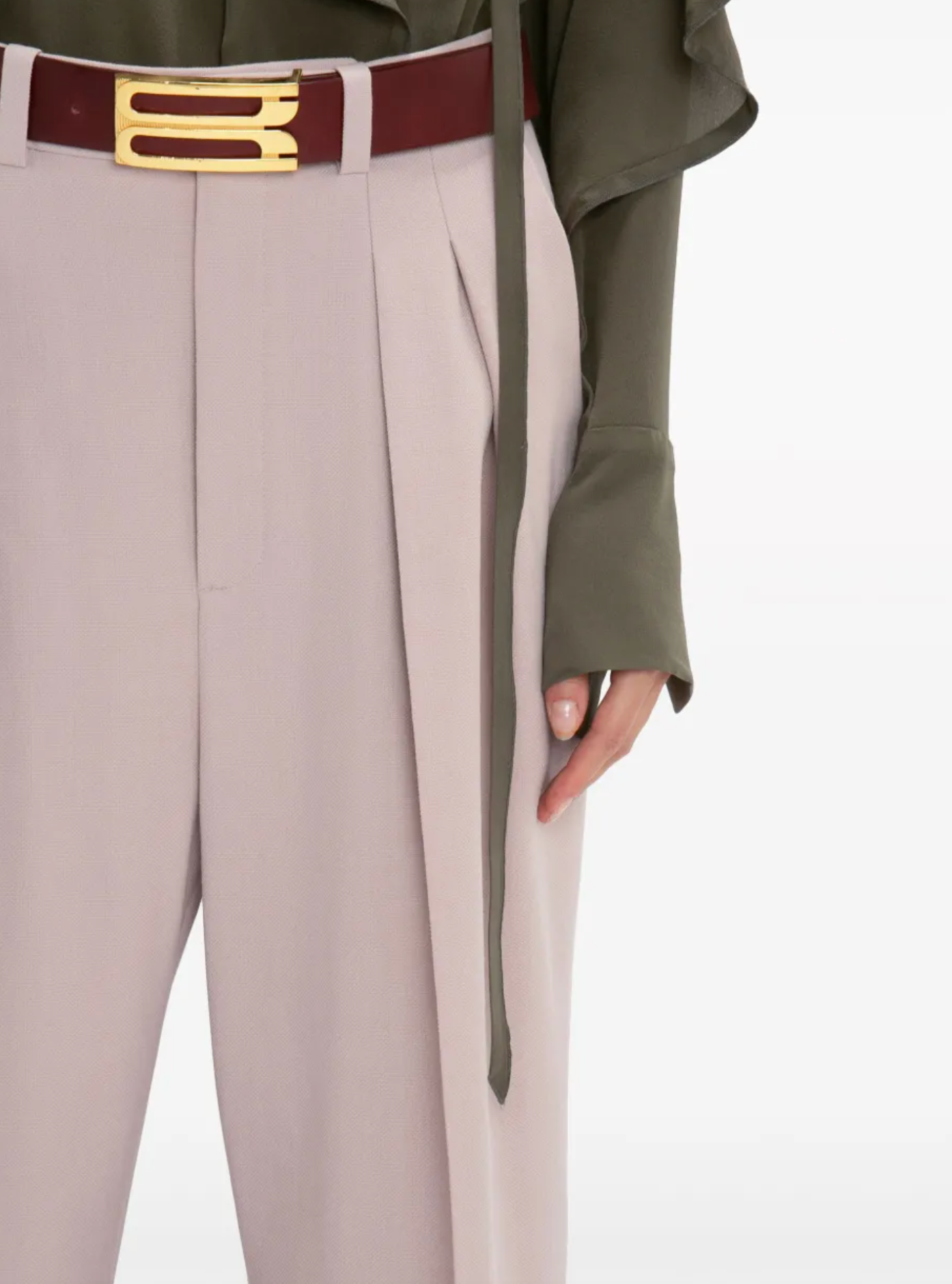 Victoria Beckham Double-Pleat Wide-Leg Trousers