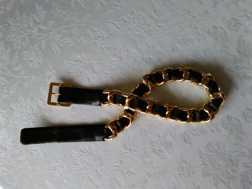 Chanel Vintage Gold Plated Leather Chain Belt