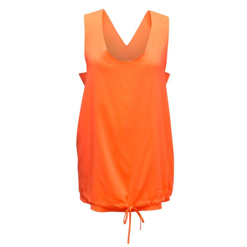 Chloe Neon Orange Silk Top with Cut-out Side Panels