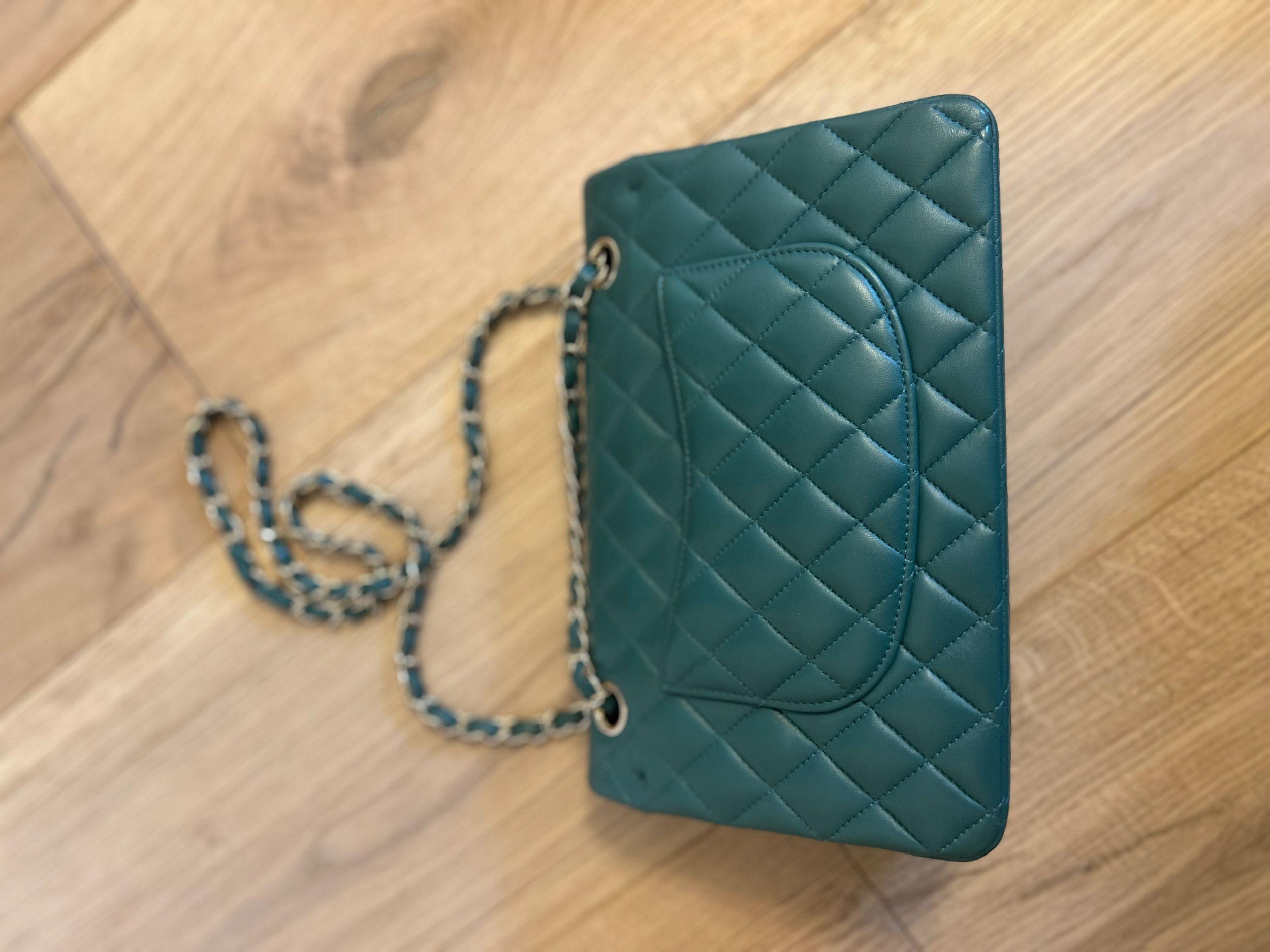 Chanel Teal Green Medium Quilted Flap Bag