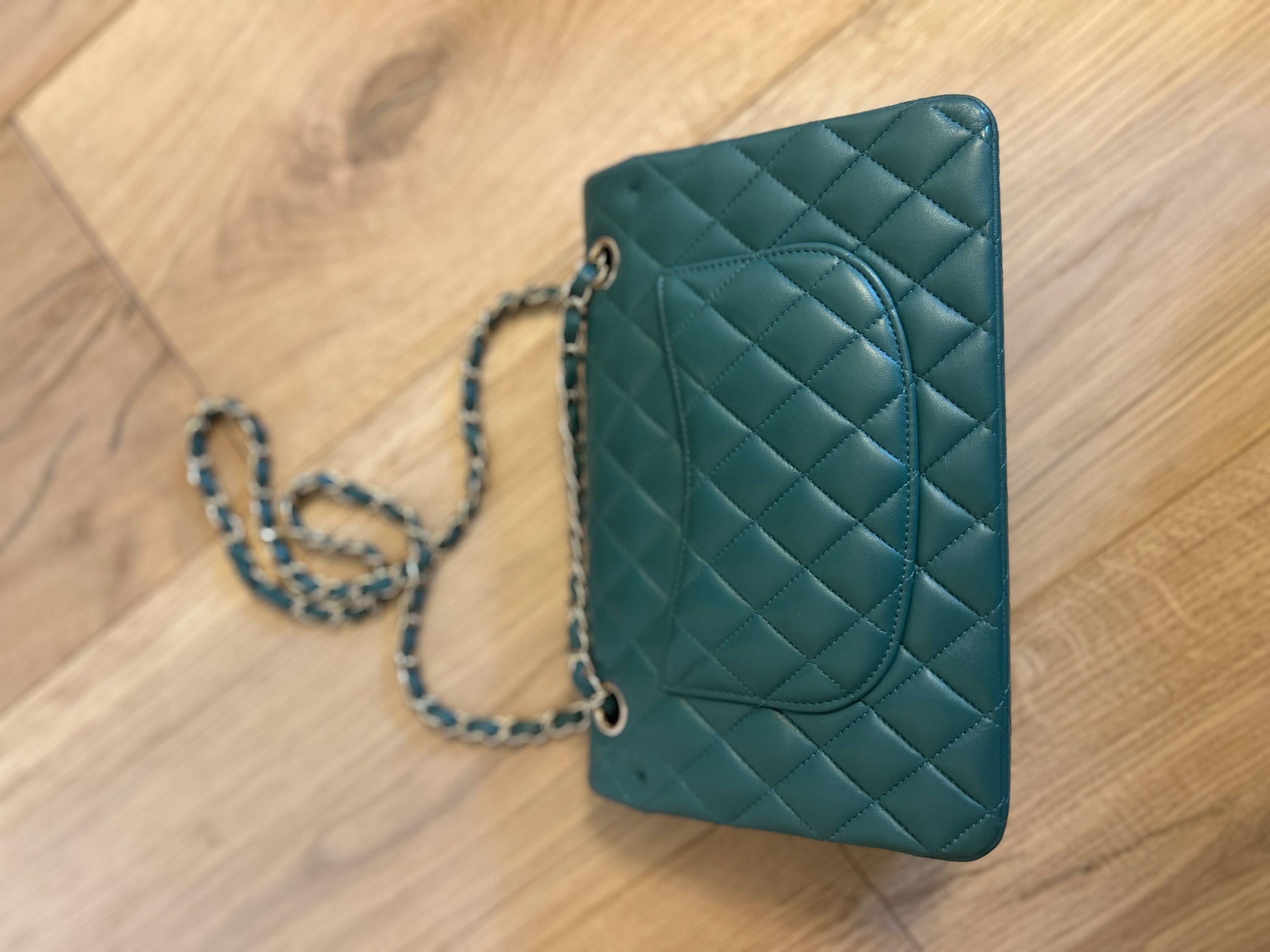 Chanel Teal Green Medium Quilted Flap Bag