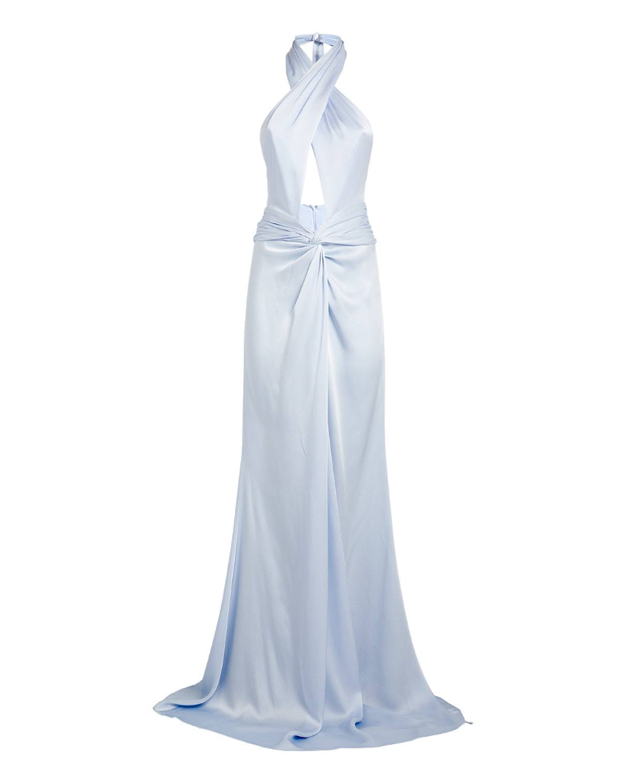 Lapointe Halterneck Twist-Detail Gown